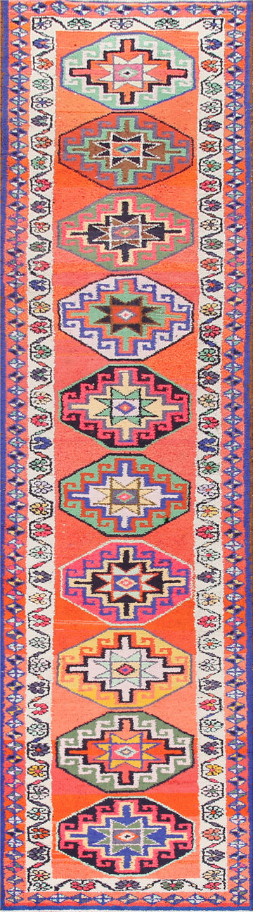 Handmade Tribal Anatolian Turkish Runner Rug 3x14