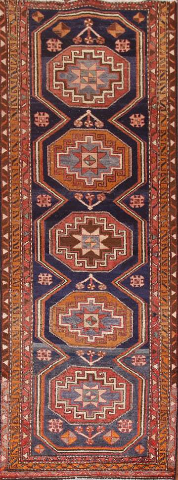 Navy Blue Ardebil Persian Runner Rug 3x10