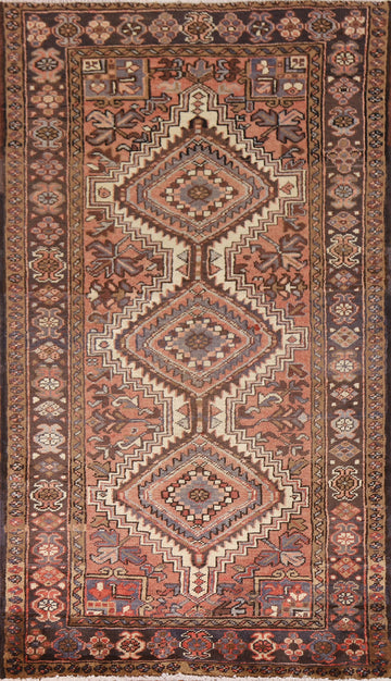 Geometric Heriz Persian Runner Rug 3x7