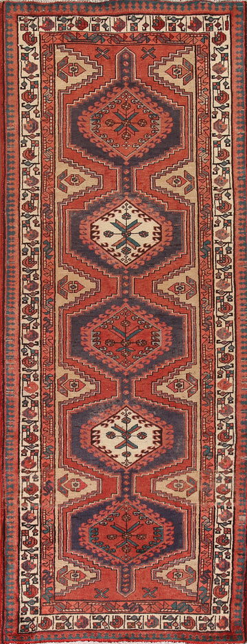 Handmade Wool Ardebil Persian Runner Rug 4x10