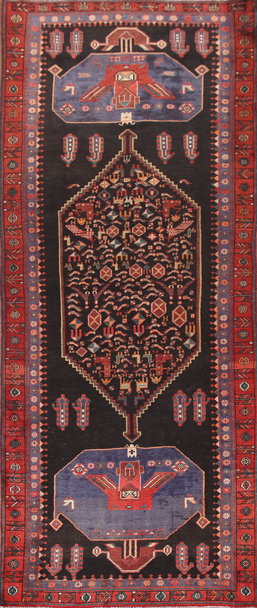 Black Tribal Wool Bidjar Persian Runner Rug 4x12