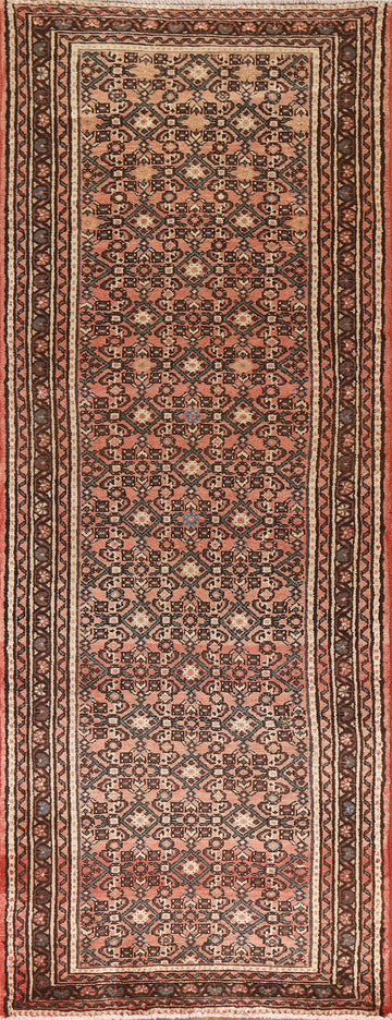 Geometric Wool Hamedan Persian Runner Rug 3x10