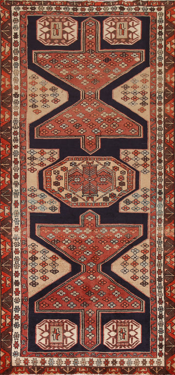 Navy Blue Ardebil Persian Runner Rug 4x10