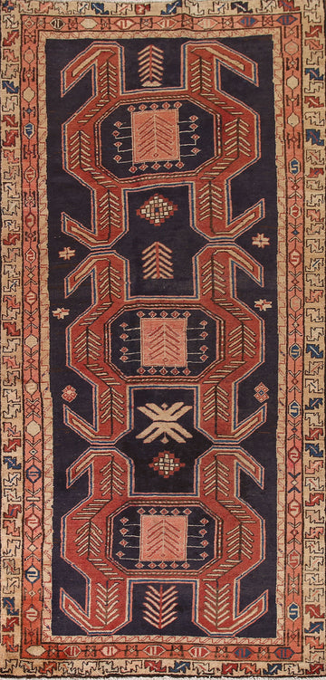 Navy Blue Ardebil Persian Living Room Rug 5x10
