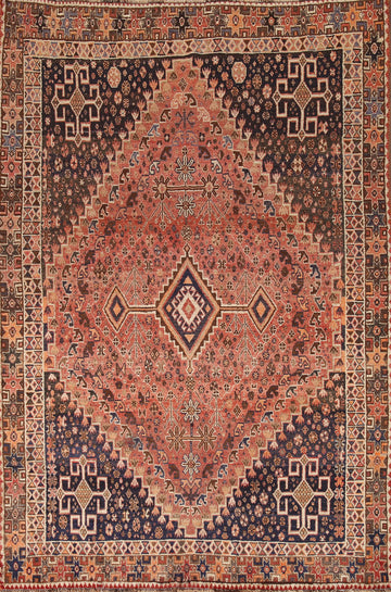 Vintage Wool Shiraz Persian Area Rug 5x8