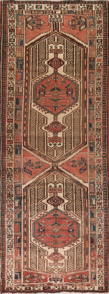 Vintage Wool Ardebil Persian Runner Rug 3x11