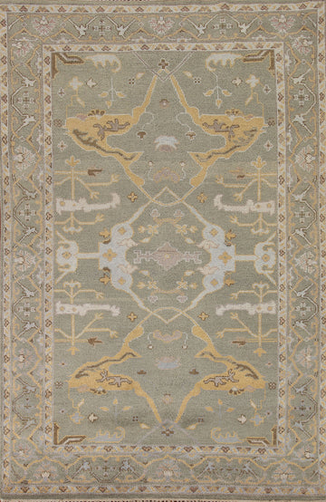 Handmade Green Oushak Indian Area Rug 6x9