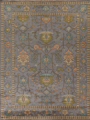 All-Over Floral Gray Oushak Oriental Area Rug 9x12