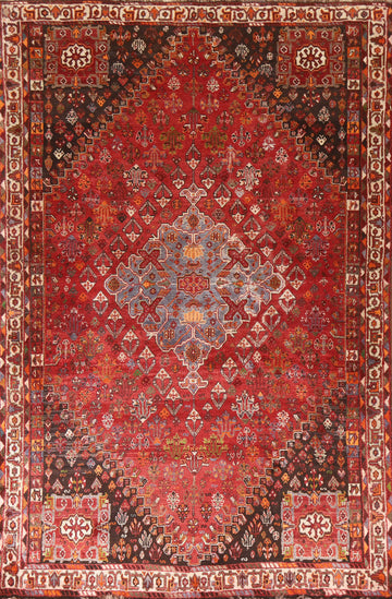 Vintage Wool Shiraz Persian Area Rug 5x8
