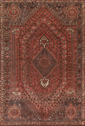 Vegetable Dye Antique Qashqai Persian Area Rug 6x9
