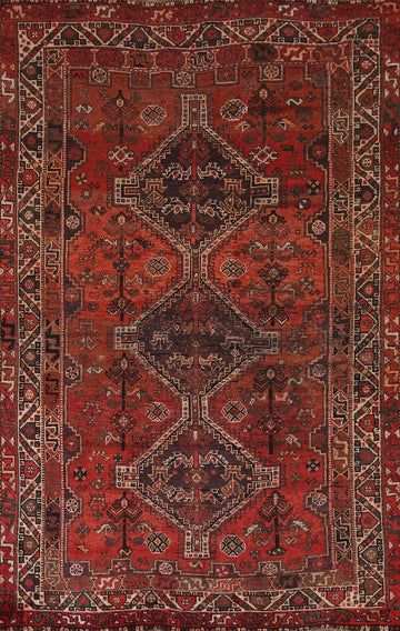 Antique Qashqai Persian Area Rug 5x8
