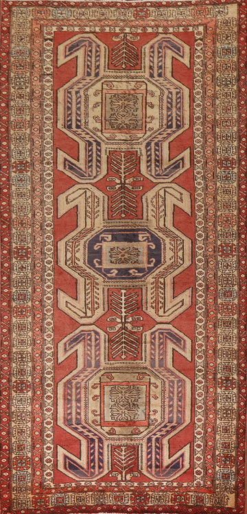 Geometric Meshkin Persian Runner Rug 4x10