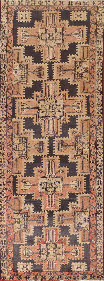 Geometric Meshkin Persian Runner Rug 3x10