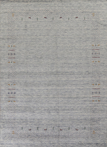 Ivory & Blue Gabbeh Oriental Area Rug 9x12