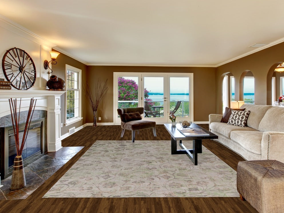 All-Over Floral Modern Oriental Area Rug 8x11