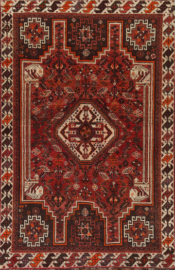 Handmade Wool Qashqai Persian Area Rug 5x8