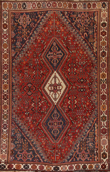 Vintage Wool Shiraz Persian Area Rug 6x9