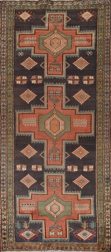 Vintage Wool Ardebil Persian Runner Rug 4x10
