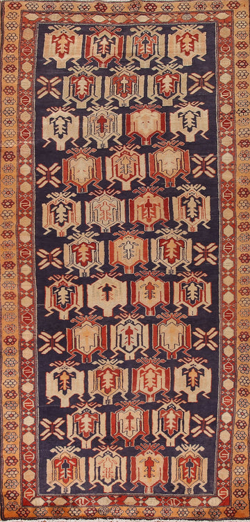 Navy Blue Meshkin Persian Runner Rug 4x10