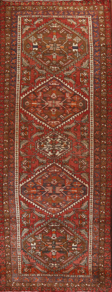 Geometric Heriz Persian Runner Rug 4x12