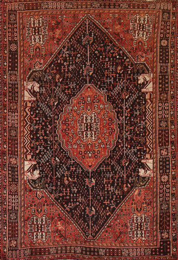Black Tribal Shiraz Persian Area Rug 5x8