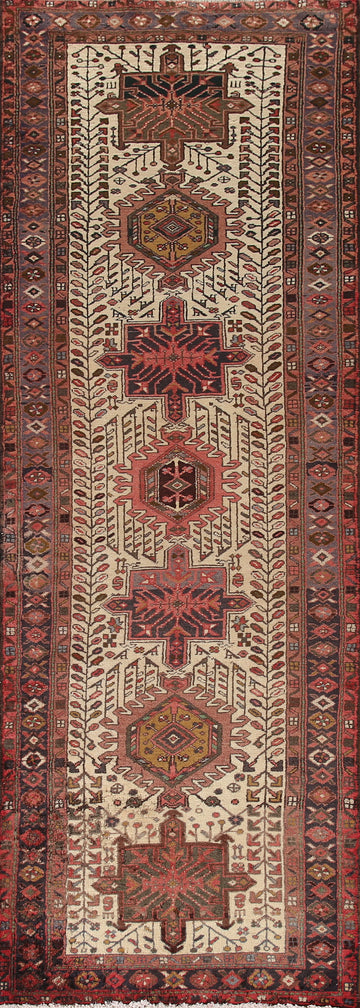Geometric Heriz Persian Runner Rug 3x11