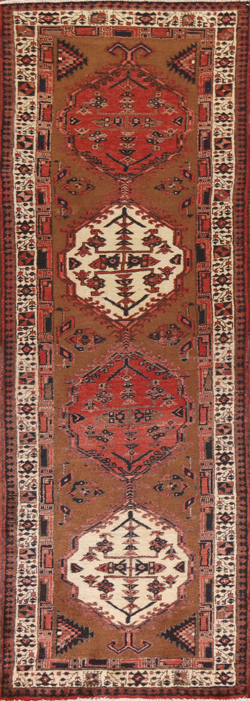 Brown Ardebil Persian Runner Rug 3x11