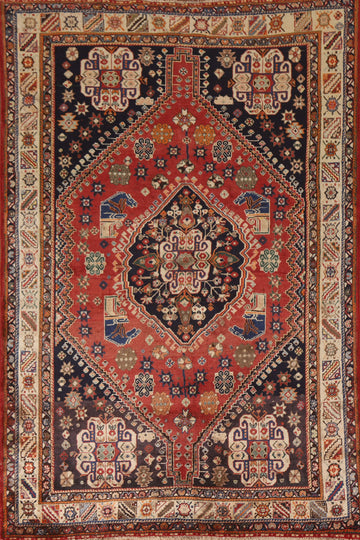 Vegetable Dye Shiraz Kashkoli Persian Area Rug 5x8