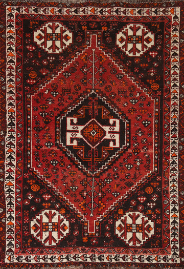 Vegetable Dye Qashqai Persian Rug 4x5