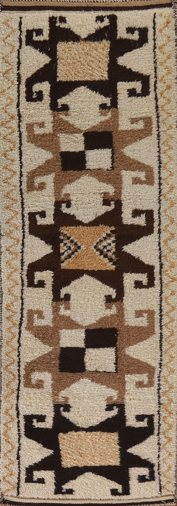 Vegetable Dye Kurdish Wool Turkish Runner Rug 3x11