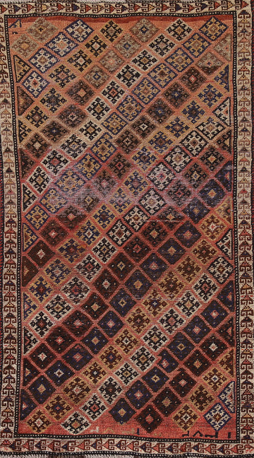 Antique Wool Qashqai Persian Runner Rug 3x7