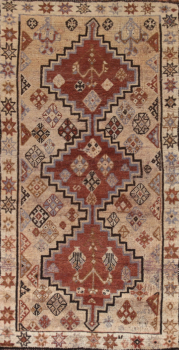 Vintage Wool Qashqai Persian Rug 4x8