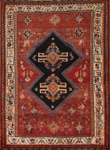 Tribal Vintage Shiraz Persian Rug 5x7