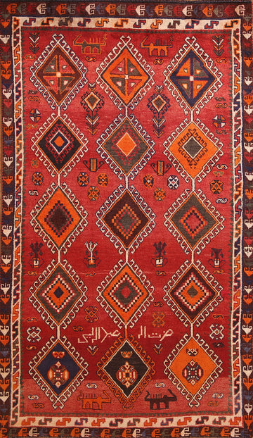 Vegetable Dye Tribal Qashqai Persian Area Rug 5x9