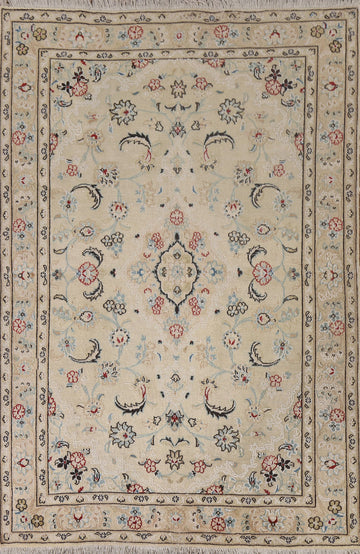 Vintage Floral Nain Persian Rug 4x6