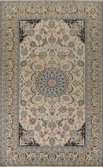Silk & Wool Handmade Nain Persian Area Rug 7x10