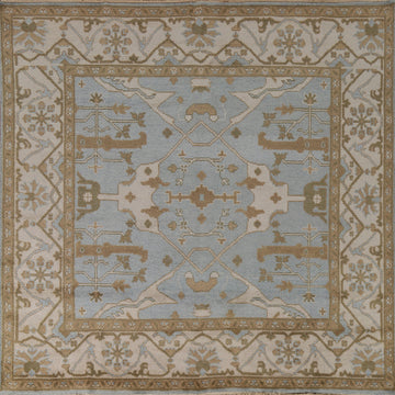 Blue Square Oushak Living Room Area Rug 8x8