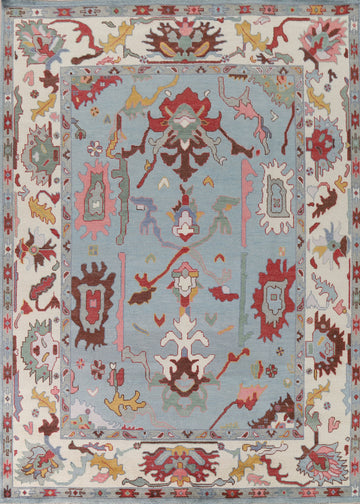 Light Blue Oushak Oriental Area Rug 9x12