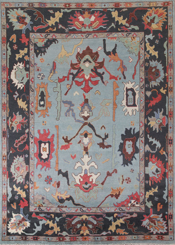 Light Blue Oushak Living Room Area Rug 9x12