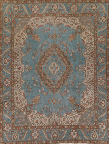 Distressed Over-Dyed Tabriz Persian Area Rug 9x12