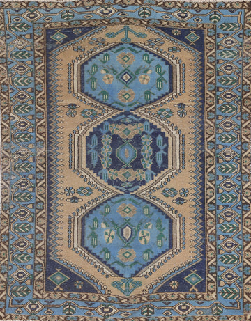 Geometric Wool Bakhtiari Persian Rug 5x7