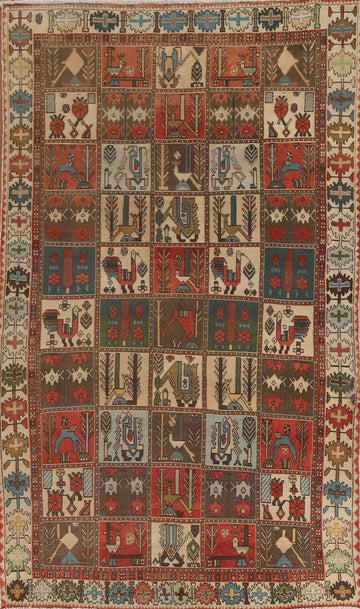 Animal Pictorial Bakhtiari Persian Area Rug 5x9