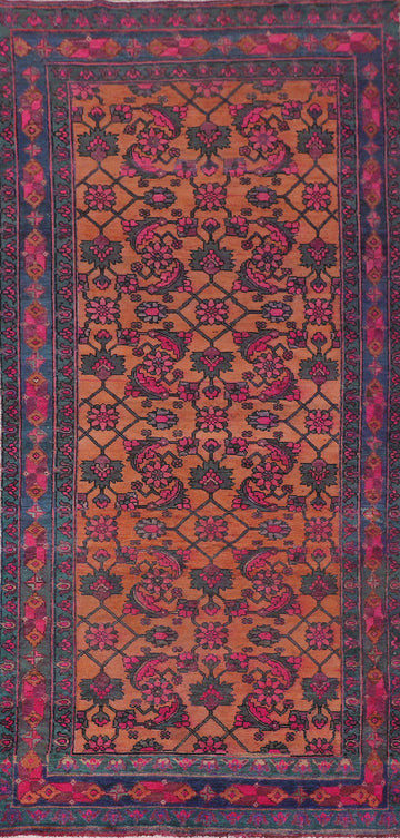 Over-Dyed Vintage Sirjan Persian Runner Rug 4x10