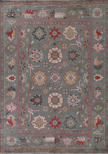 All-Over Gray Floral Oushak Indian Area Rug 9x12
