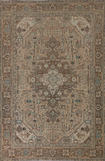 Vintage Geometric Tabriz Persian Area Rug 6x9