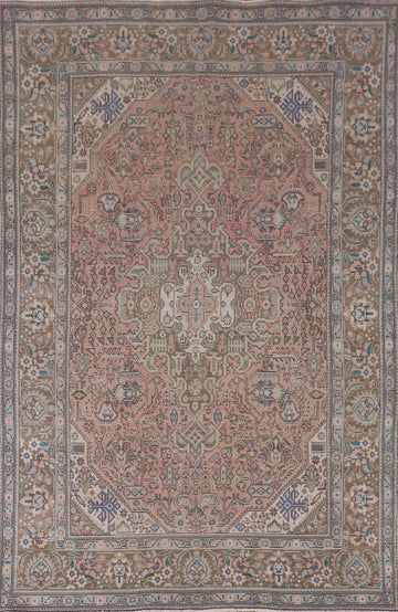 Pink Geometric Tabriz Persian Area Rug 6x10