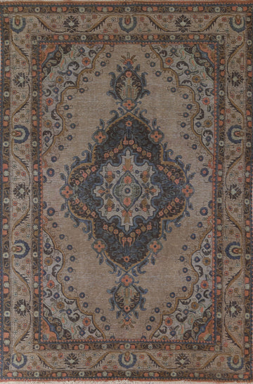 Over-Dyed Brown Tabriz Persian Area Rug 6x10