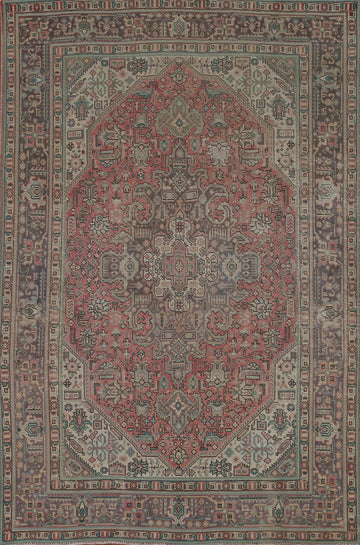 Distressed Wool Tabriz Persian Area Rug 6x10