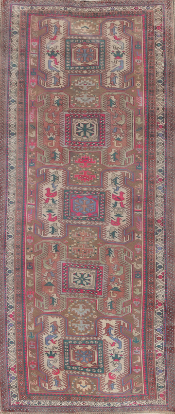 Animals Tribal Meshkin Persian Runner Rug 4x10