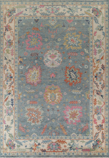 Blue Floral Oushak Oriental Area Rug 9x12